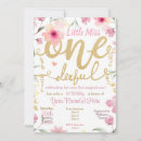 Search for miss onederful birthday invitations Soft pastel greenery pretty