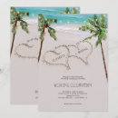 Search for hearts in the sand invitations Palm trees