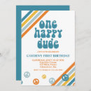 Search for one happy dude birthday invitations Retro