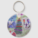 Search for winter snow scene key rings Blue