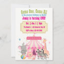 Search for circus 1st birthday invitations Come one