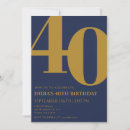 Search for blue and gold 40th birthday invitations Chic