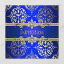 Search for royal blue anniversary party invitations Damask