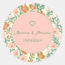 Search for pink and green wedding stickers Botanical