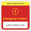 Search for emergency contact stickers Alert