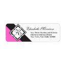 Search for hot pink and black return address labels Elegant