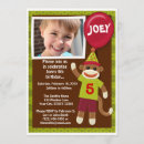 Search for sock monkey birthday invitations Party