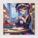 Search for girl reading puzzles Library