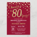 Search for red and gold 80th birthday invitations Adult birthday party