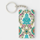 Search for floral damask key rings Turquoise