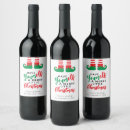 Search for funny christmas wine labels Red and green