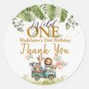 Search for cute wild animals stickers First birthday party