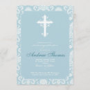 Search for blue damask christening invitations Catholic