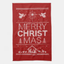 Search for ugly christmas sweater tea towels Red