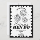 Search for black white hens party invitations Bachelorette weekend