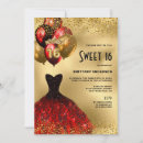 Search for red gold sweet 16 invitations Tiara