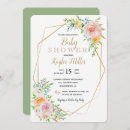 Search for geometric baby girl shower invitations Botanical