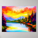 Search for lake sunset art Illustration