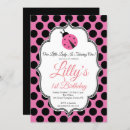 Search for lady bug birthday invitations Pink