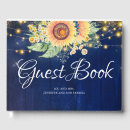 Search for navy blue and sunflower wedding guest books String lights