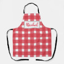 Search for red and white gingham aprons Country