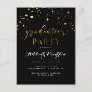 Search for stars graduation invitations Black and gold