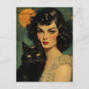 Search for vintage halloween black cat postcards Full moon