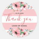 Search for pink peonies wedding stickers Thank you