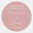 Search for dusty rose pink wedding stickers Thank you