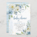 Search for blue white and gold baby shower invitations Floral