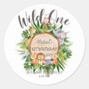 Search for small wild animals stickers Tropical leaves