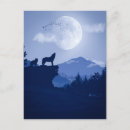 Search for wolf howling postcards Blue