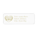 Search for white and gold wedding return address labels Heart