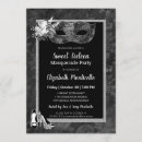 Search for black masquerade party invitations White