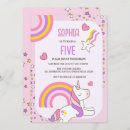 Search for girls unicorn 5th birthday invitations Pink