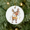 Search for whimsical reindeer christmas tree decorations Red