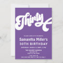Search for purple 30th birthday invitations Retro