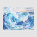 Search for blue ocean waves tissue paper White