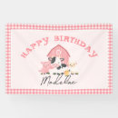 Search for farm birthday banners Pink gingham