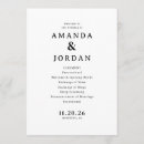 Search for black and white wedding programs Minimalist