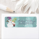 Search for happy snowman return address labels Merry christmas