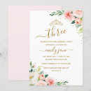 Search for girls 3rd birthday invitations Gold