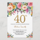 Search for female 40th birthday invitations Gold glitter