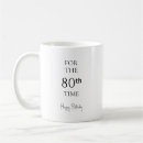 Search for happy 80th birthday mugs Black and white