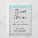 Search for teal and silver sweet 16 invitations 16th birthday
