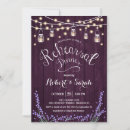 Search for purple rehearsal dinner invitations String lights