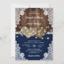 Search for wood and lace wedding invitations Navy blue