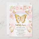 Search for floral butterfly invitations Pink and gold