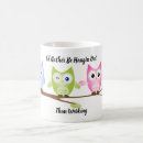 Search for owl on a branch mugs Pink