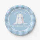 Search for blue gingham plates First birthday